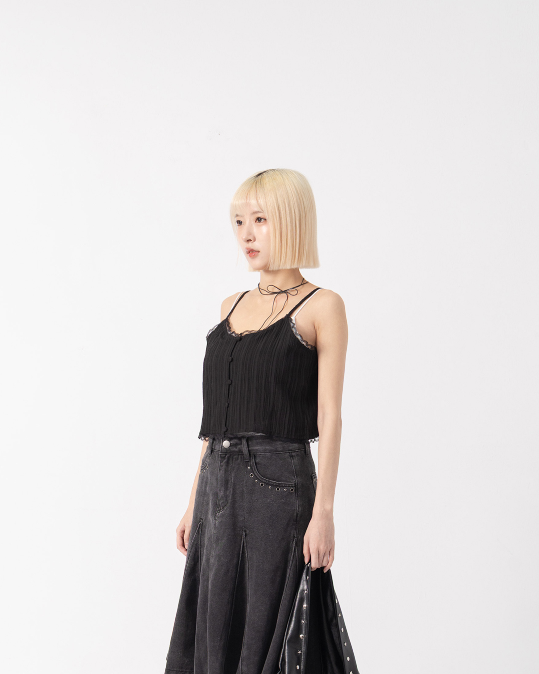 Lace jacquard spaghetti strap cover-up vest, available in two colors【01099885】in stock+pre-order