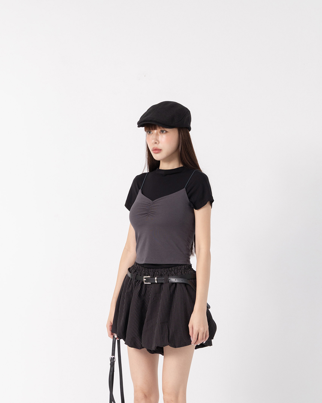 V-Neck Ruched-Bust Bra Top – Available in 3 Colors (Sizes S/M)【01041982】in stock+pre-order