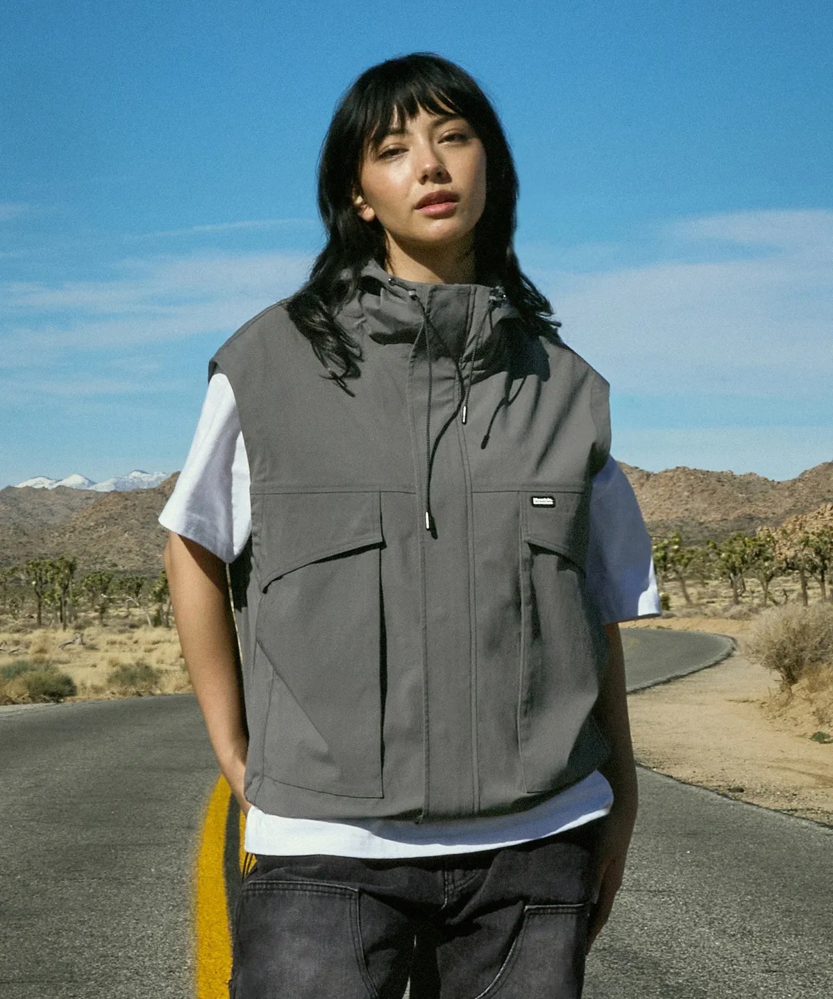 Fluke HIGH-HECK Hood Zip-Up Woven Vest FVT204