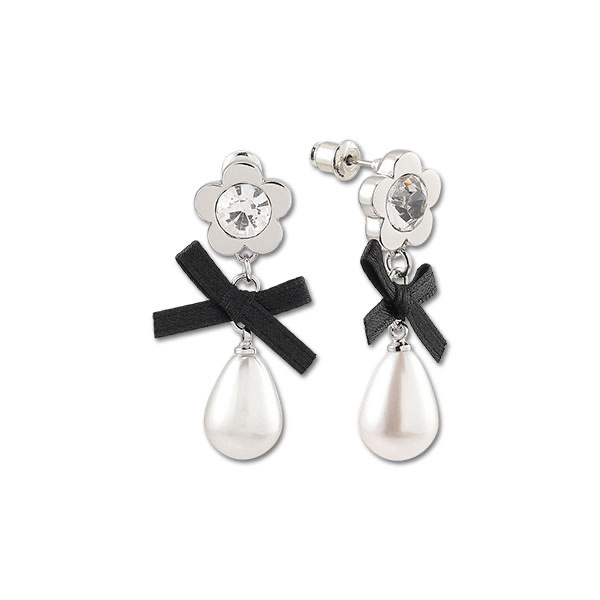 MARY QUANT / Metal Daisy Drop Pearl Earrings