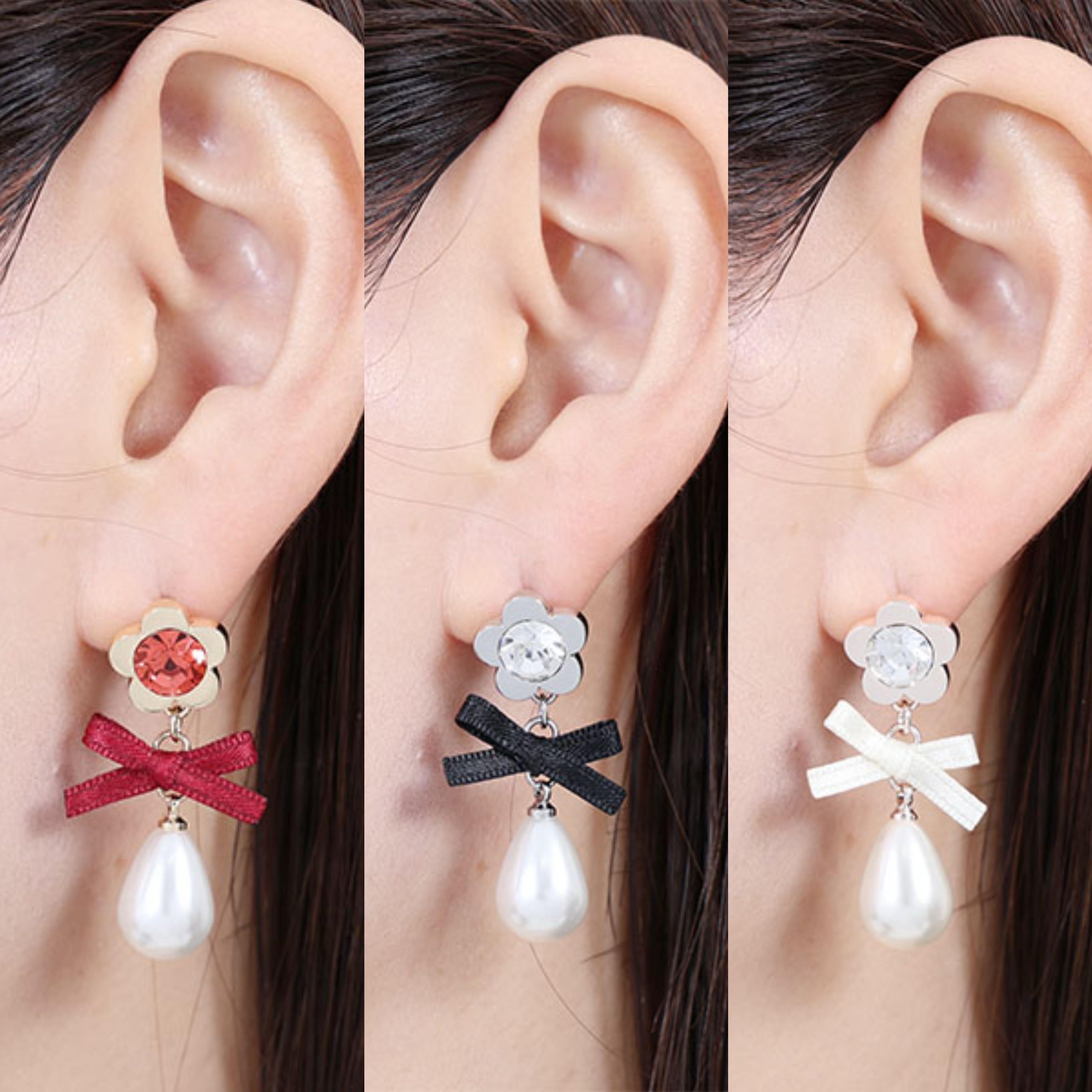 MARY QUANT / Metal Daisy Drop Pearl Earrings