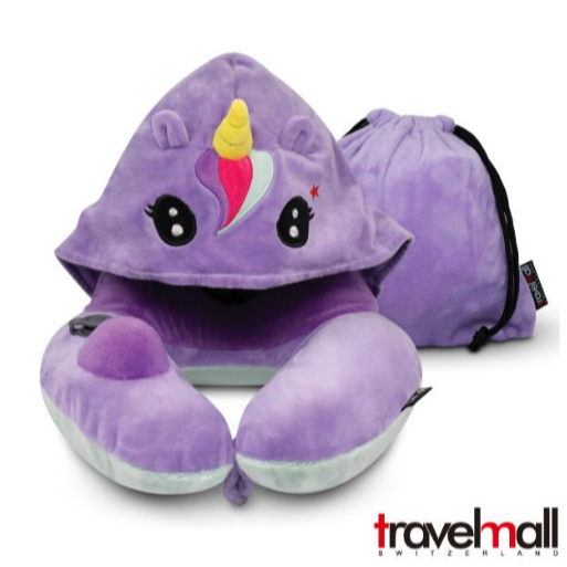 【樂森藥局】Travelmall 專利3D按壓式充氣連帽枕 獨角獸