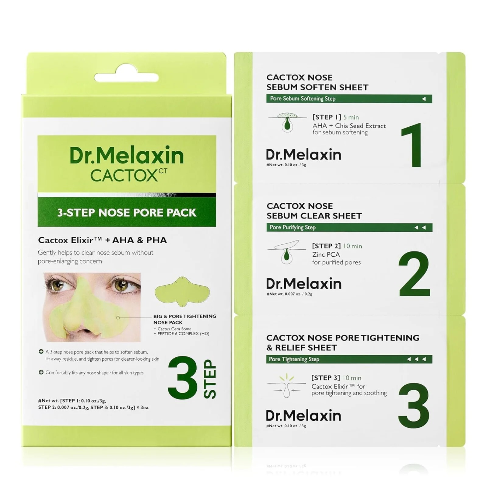 Dr.Melaxin CACTOX 三步驟黑頭毛孔鼻貼 3set