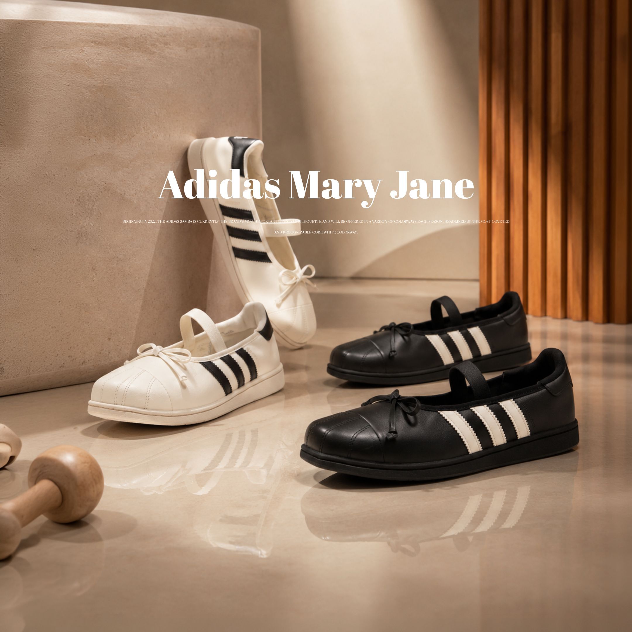 NICEDAY 代購 Adidas x Jennie 聯名 米白 黑 黑白 優雅 芭蕾 平底 方頭 綁帶 LB3786 LB3787