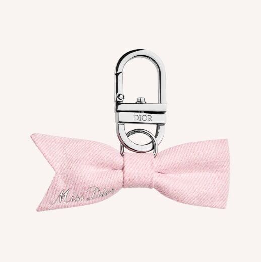 Dior Beauty 26年七夕限定贈品粉色牛仔布蝴蝶結鎖匙扣