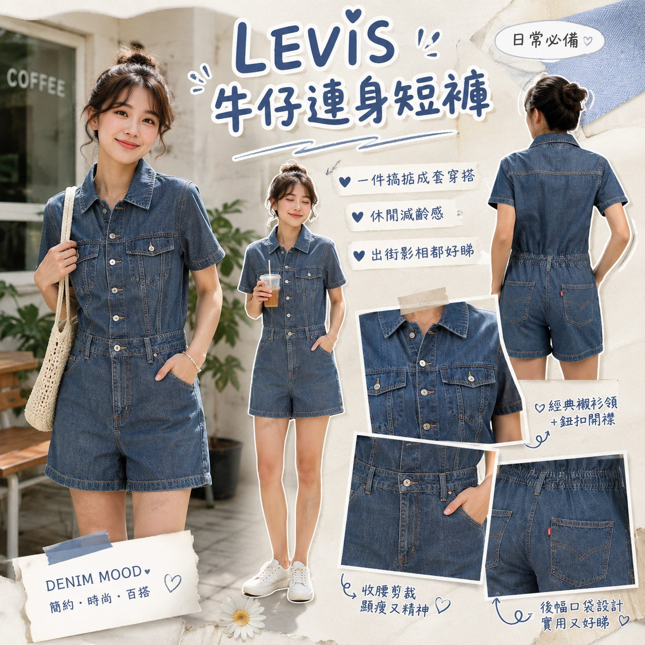 【現貨】LEVIS H031117 牛仔連身短褲