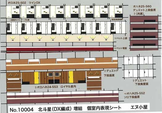 エヌ小屋 10004 N scale Hokutosei (DX編成) Add-on Interior Detail Sheet