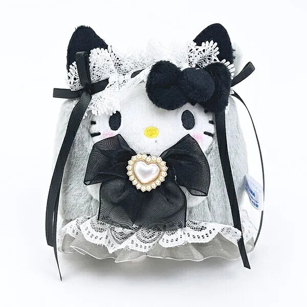 Sanrio Lolita Ghost Collection Plush Keyring (Black Hello Kitty)
