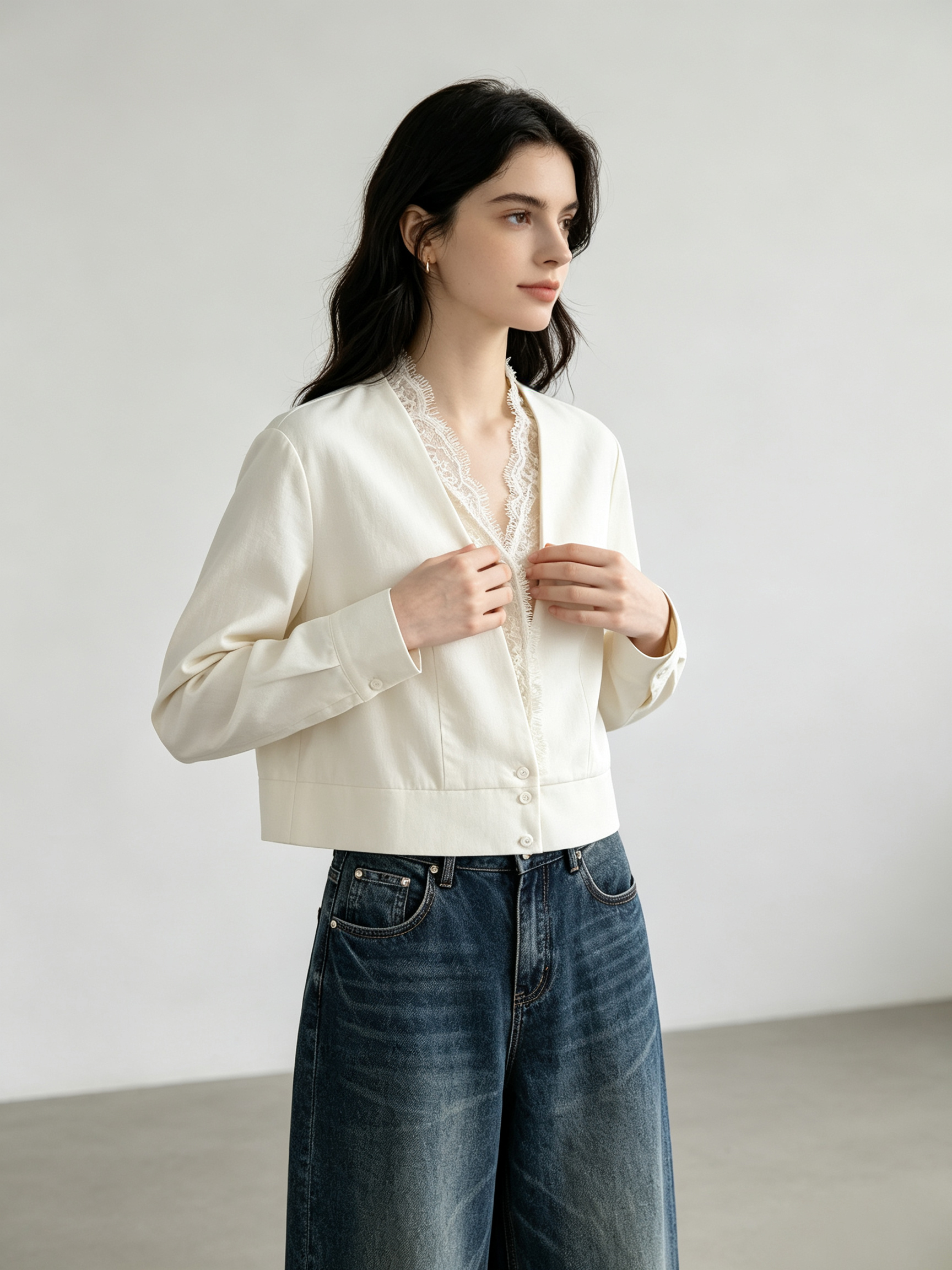mi-tu Lace V-Neck Jacket