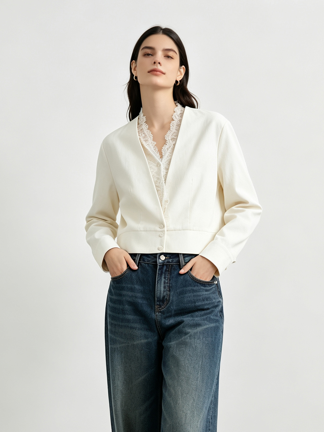 mi-tu Lace V-Neck Jacket
