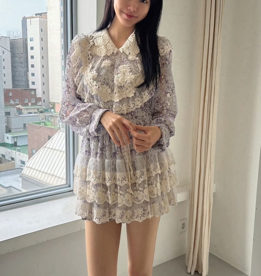 印花蕾絲小菊花襯衫