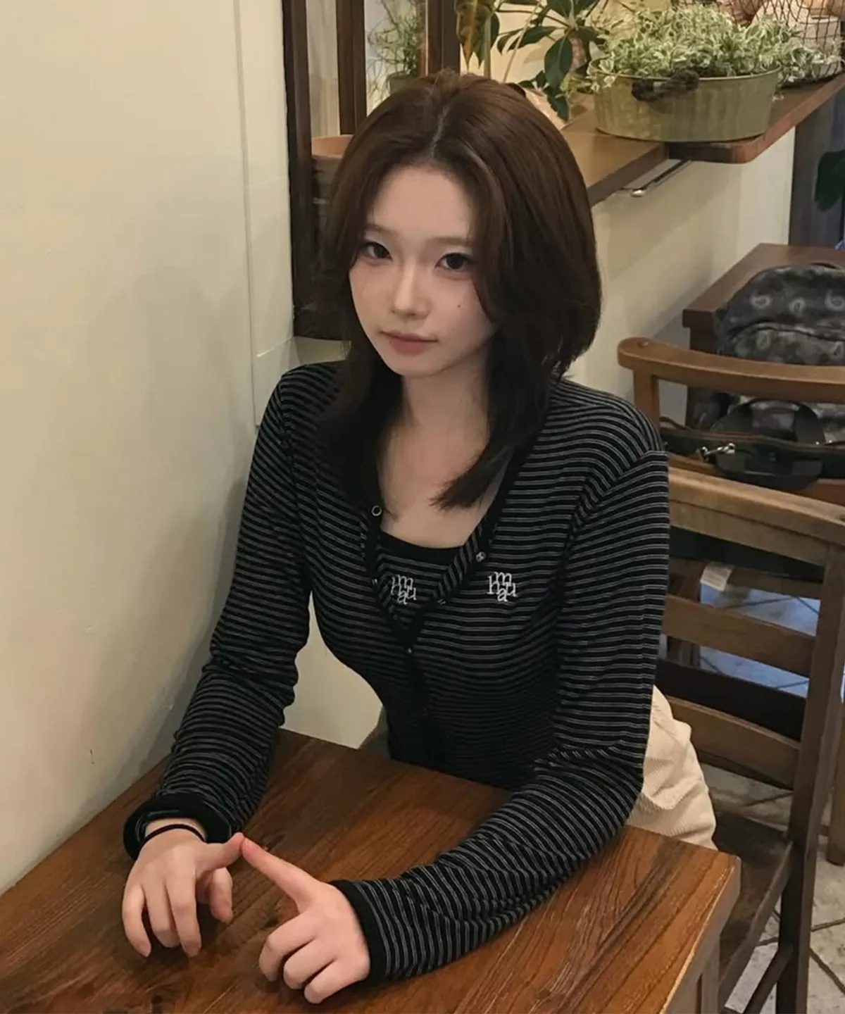 【預購】Muah Muah ZKD090307 條紋背心＋針織外套套裝