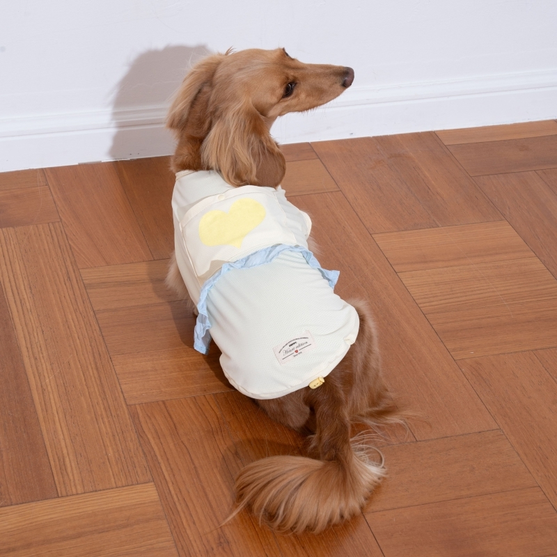 puppygallery｜愛心荷葉涼感背心 奶油黃