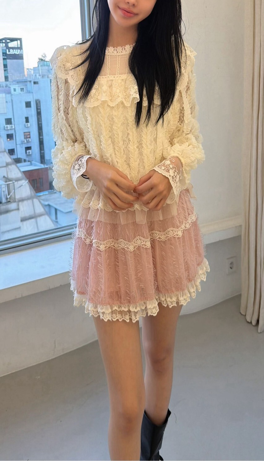 排列紗蕾絲襯衫