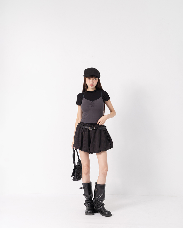 V-Neck Ruched-Bust Bra Top – Available in 3 Colors (Sizes S/M)【01041982】in stock+pre-order