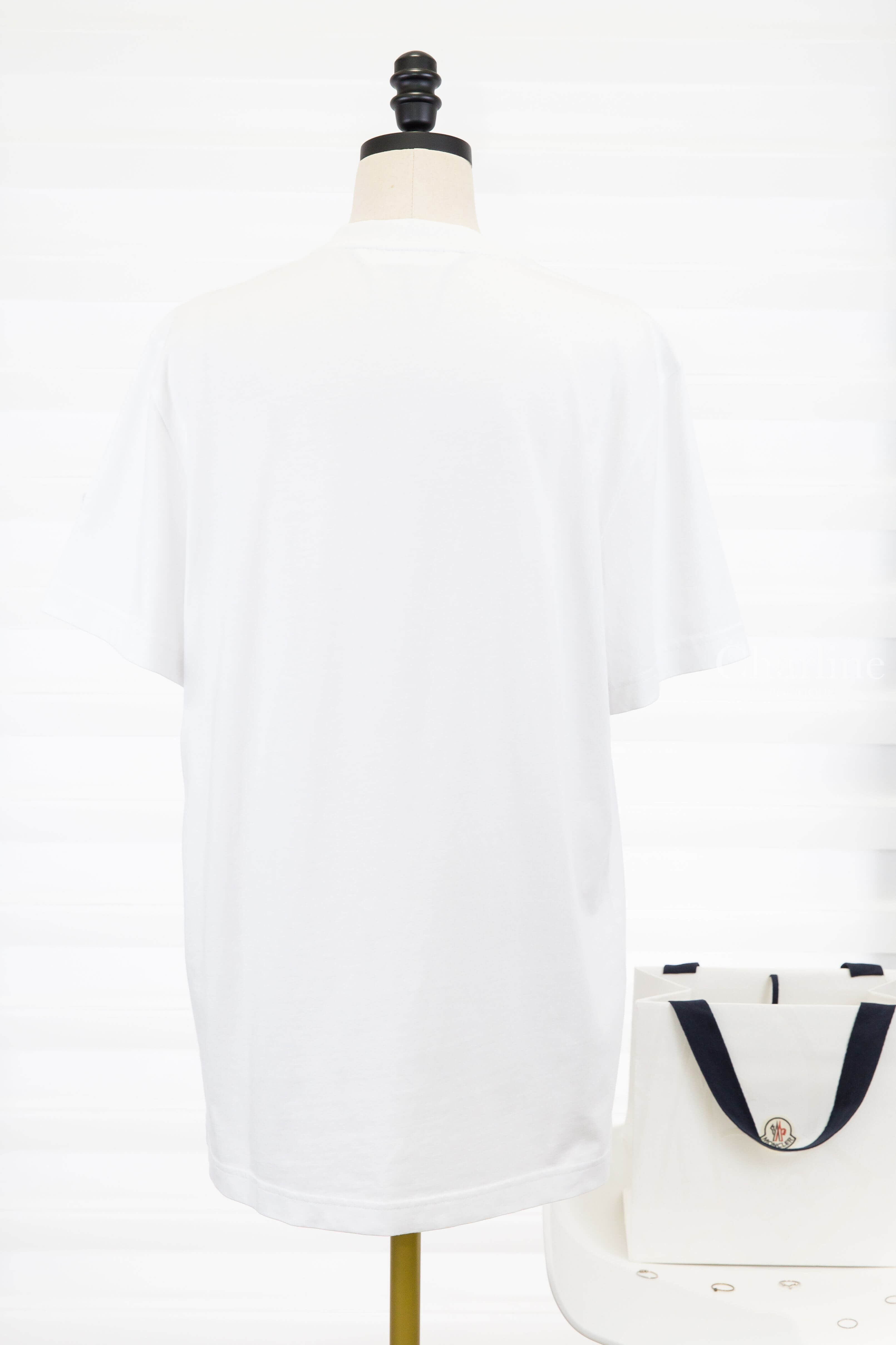MONCLER 白色 Logo 印花圓領短袖 T-shirt 背面完整外觀，Charline Boutique 實拍