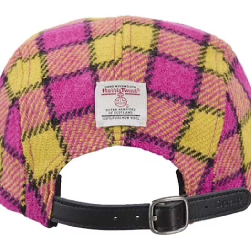 SUPREME HARRIS TWEED CAMP CAP PINK 格紋羊毛帽粉黃SS25H39-PK