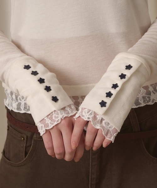 hazyl / sheer sleeve design long T-shirt