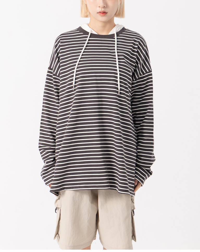 Wide-fit striped cotton top – available in three colors【01099950】in stock+pre-order