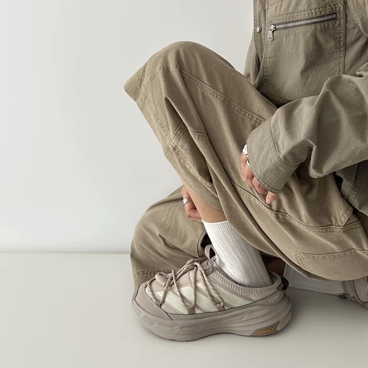 ADIDAS TERREX FREEHIKER LT MULE 奶茶 厚底 烏龍麵 緩震 穆勒鞋 KH5332