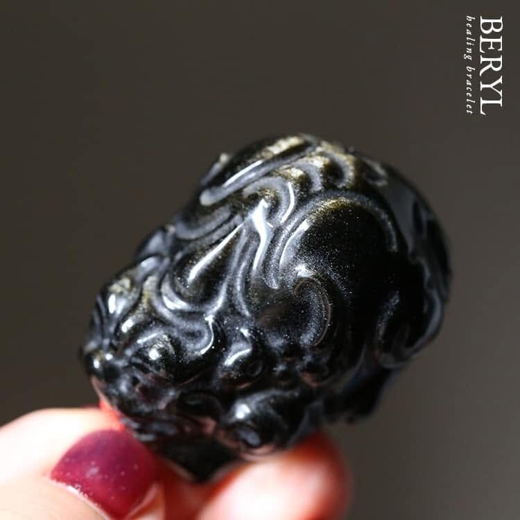 墨西哥金沙黑曜石貔貅掛件