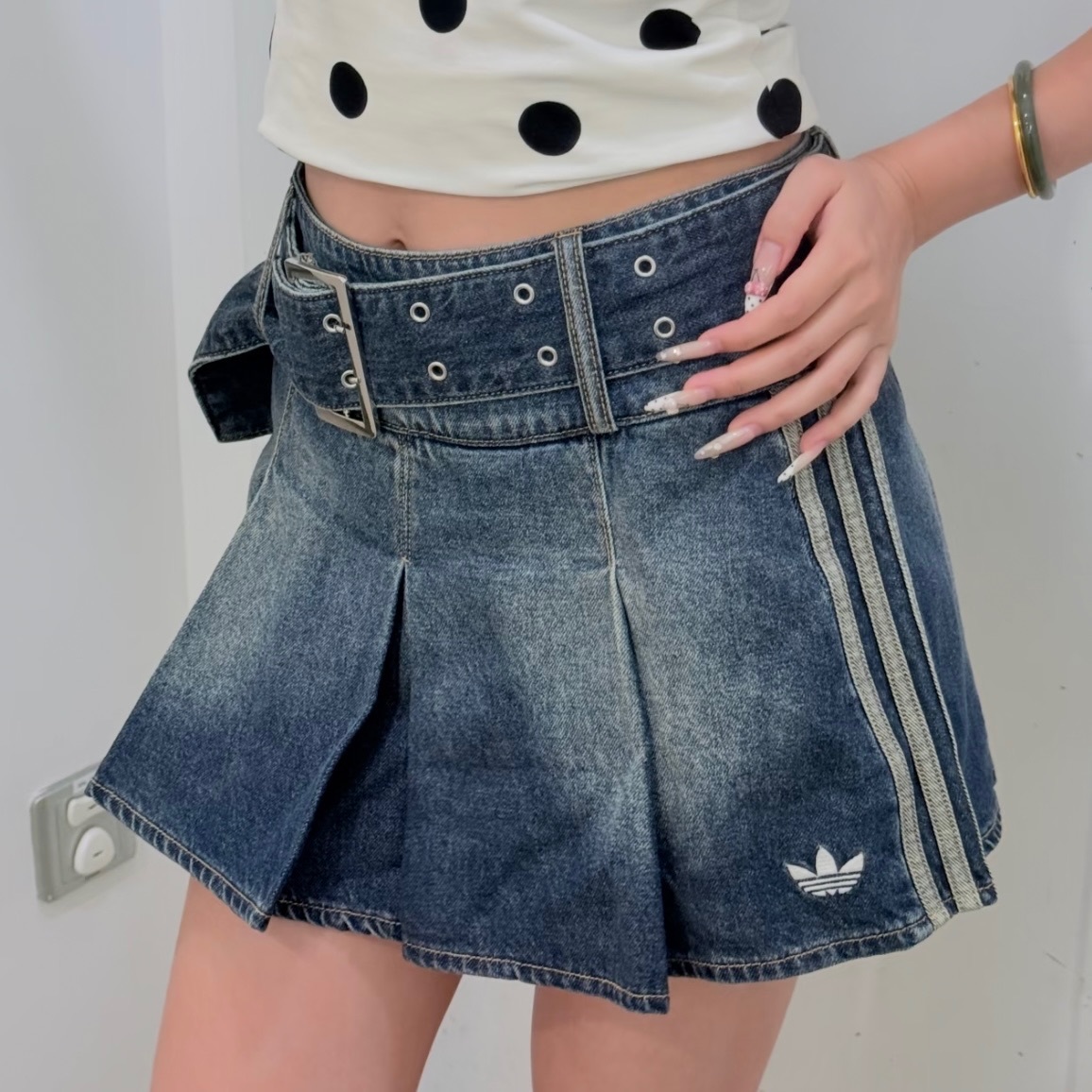 ADIDAS ORIGINALS 牛仔短裙 百褶裙 丹寧 兩色 KX3049/KX3050