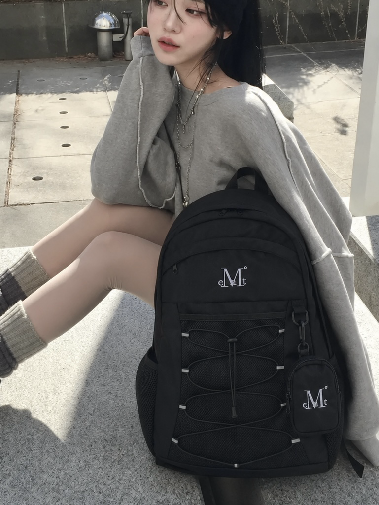 （預購）韓國Mucent綁帶交叉後背包 雙肩包 附耳機小包