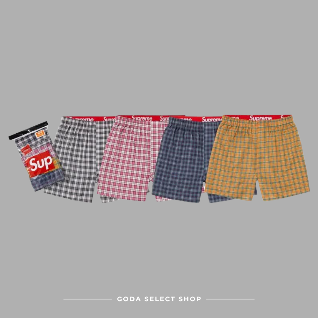 SUPREME 26FW HANES® PLAID BOXERS 輕量棉質 格紋 內褲 內襯褲頭 四件一組