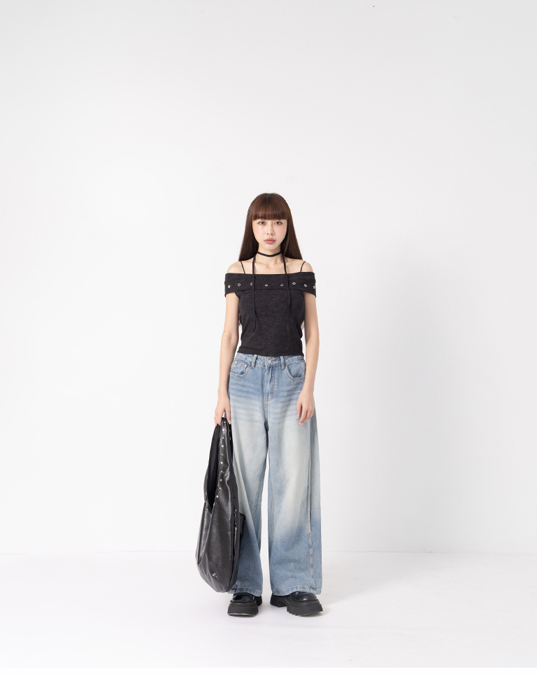 Gradient Washed Pleated Jeans S/M/L【04011899】in stock+pre-order