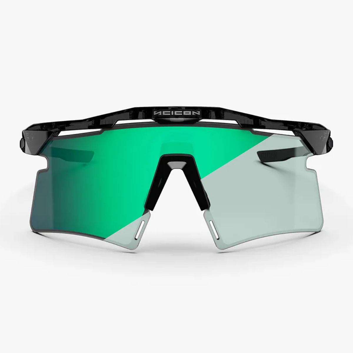 新款【SCICON】 AEROSHADE 2.0 TITANIUM 運動眼鏡 亮黑框 / 鏡面綠變色片