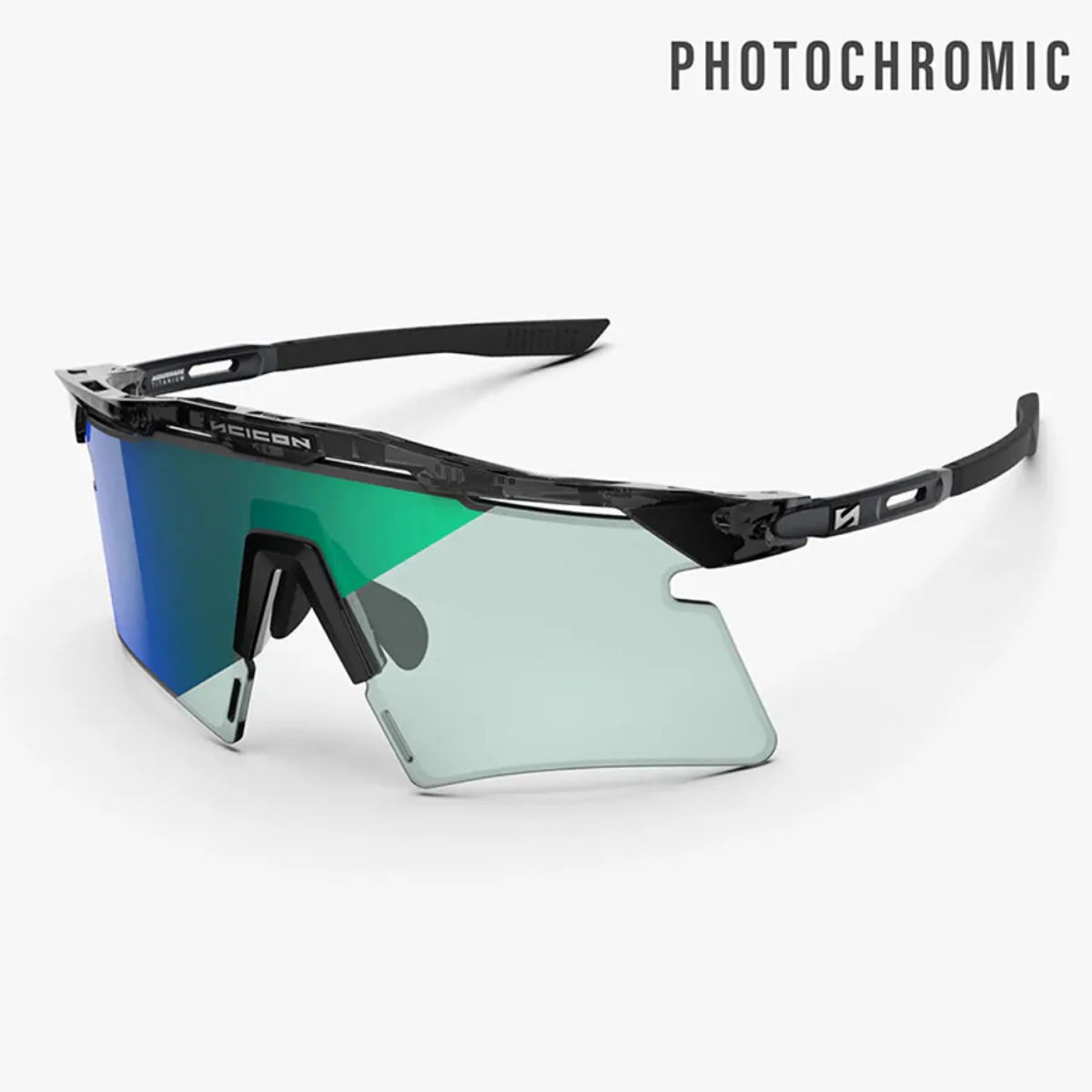 新款【SCICON】 AEROSHADE 2.0 TITANIUM 運動眼鏡 亮黑框 / 鏡面綠變色片