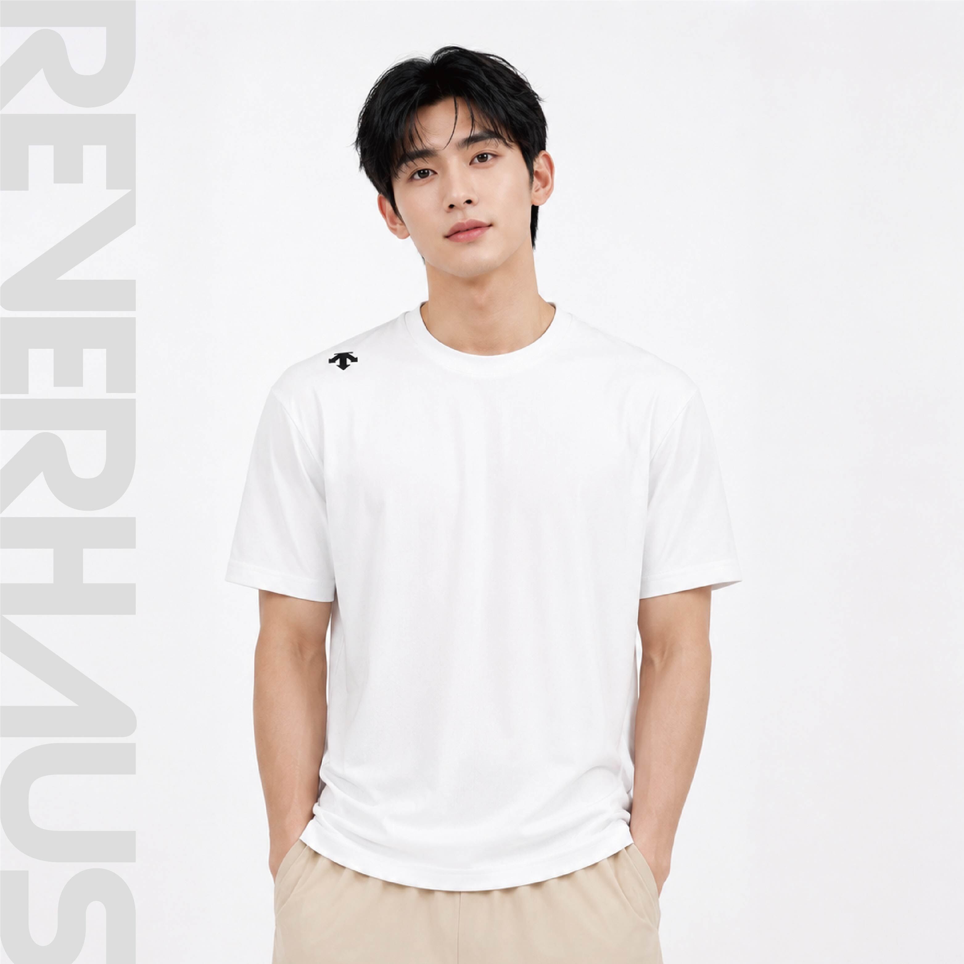 【 DESCENTE｜OVERFIT 文字短TEE - 白 】