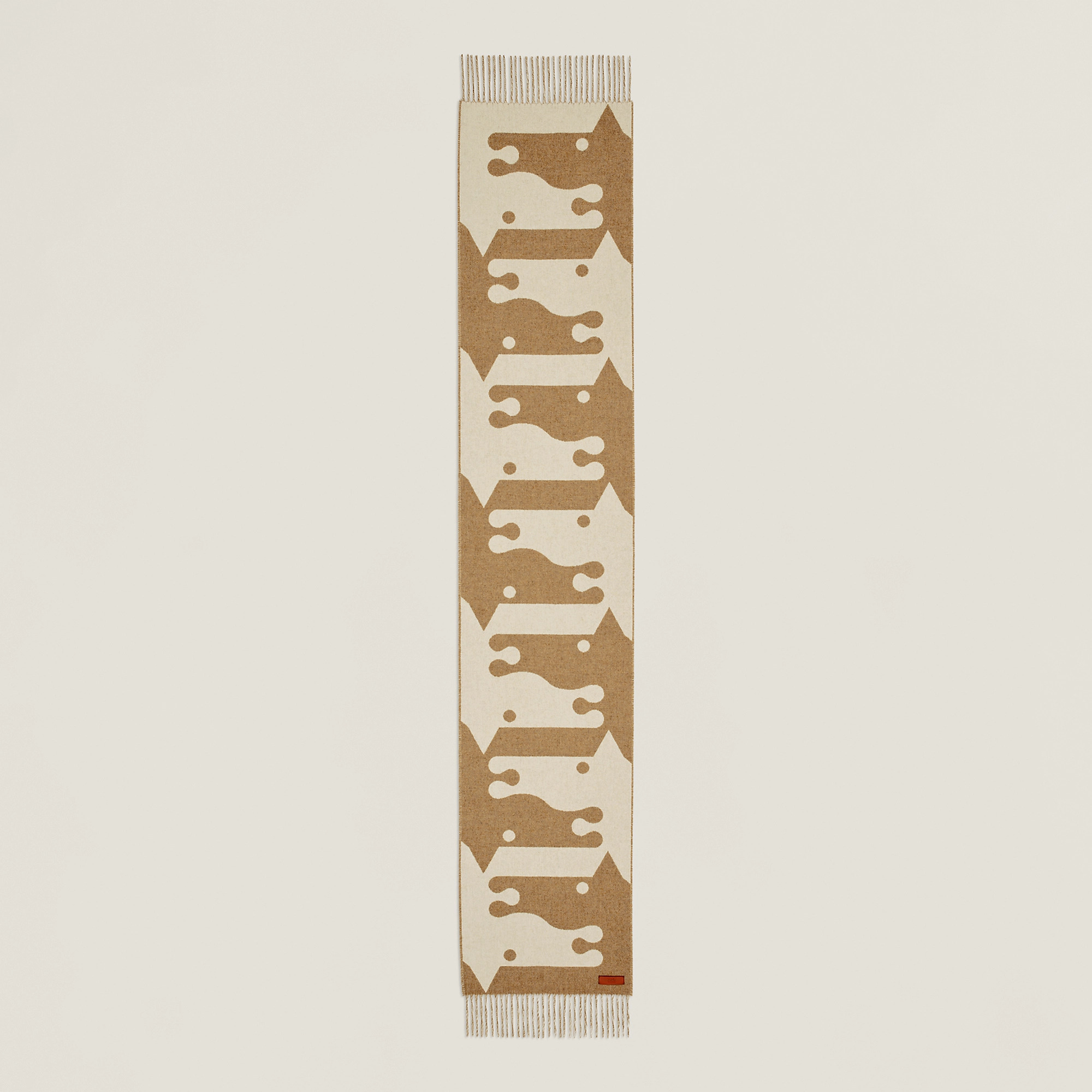 HERMES Petite Casaque Parthenon muffler Ivoire / Camel Chiné