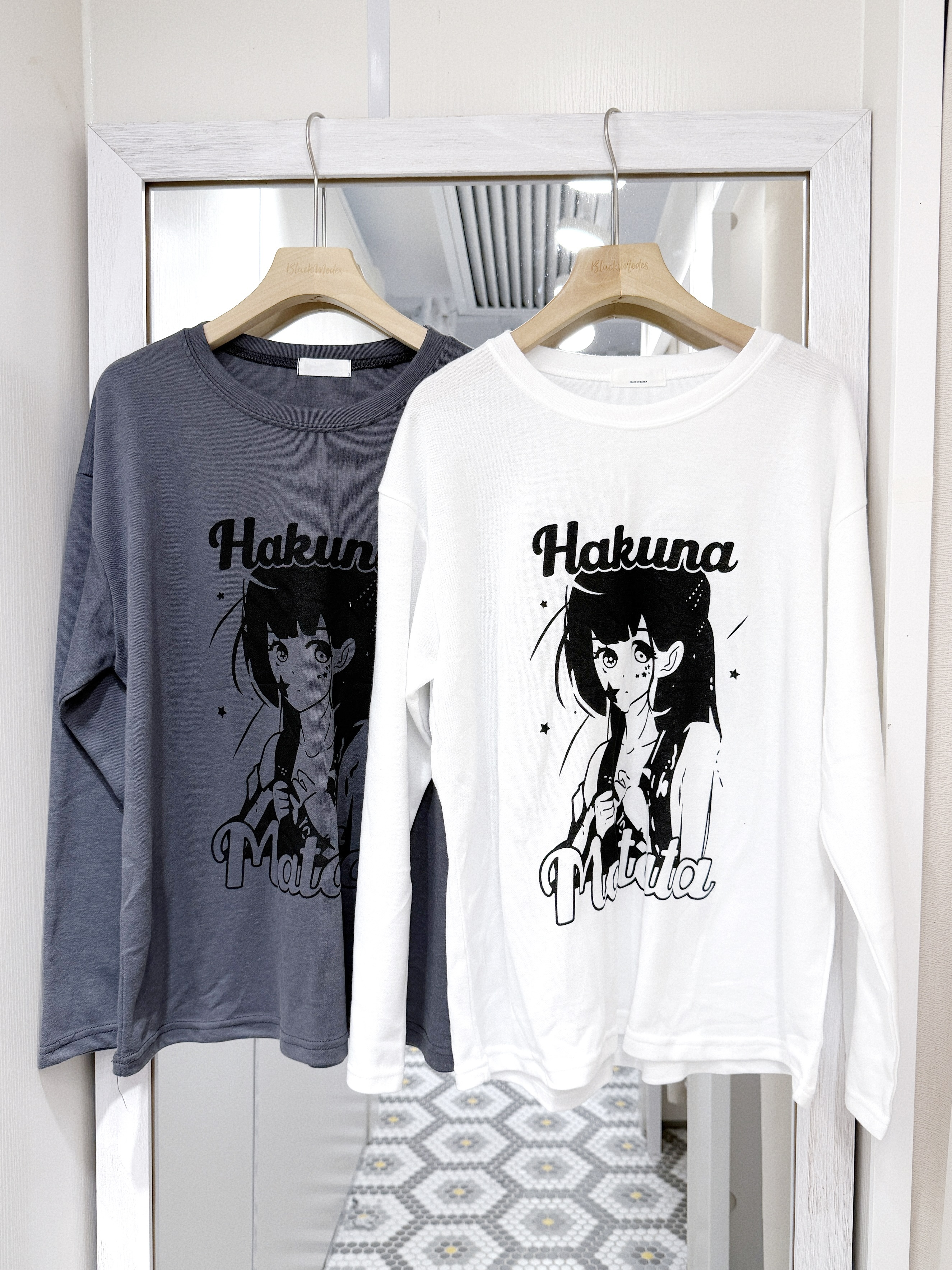 H0431｜少女漫畫風Hakuna Matata寬鬆長袖衛衣TEE