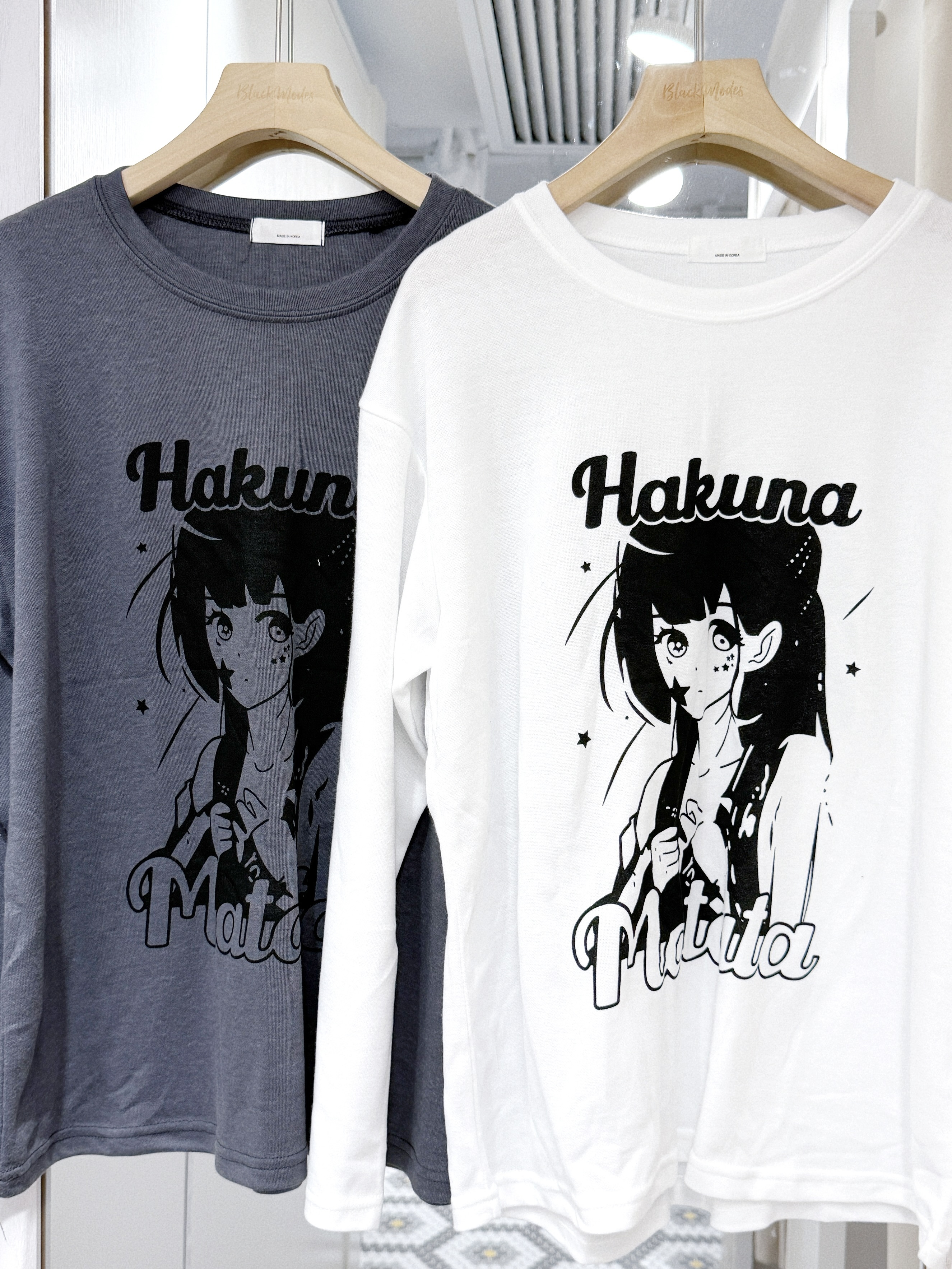 H0431｜少女漫畫風Hakuna Matata寬鬆長袖衛衣TEE