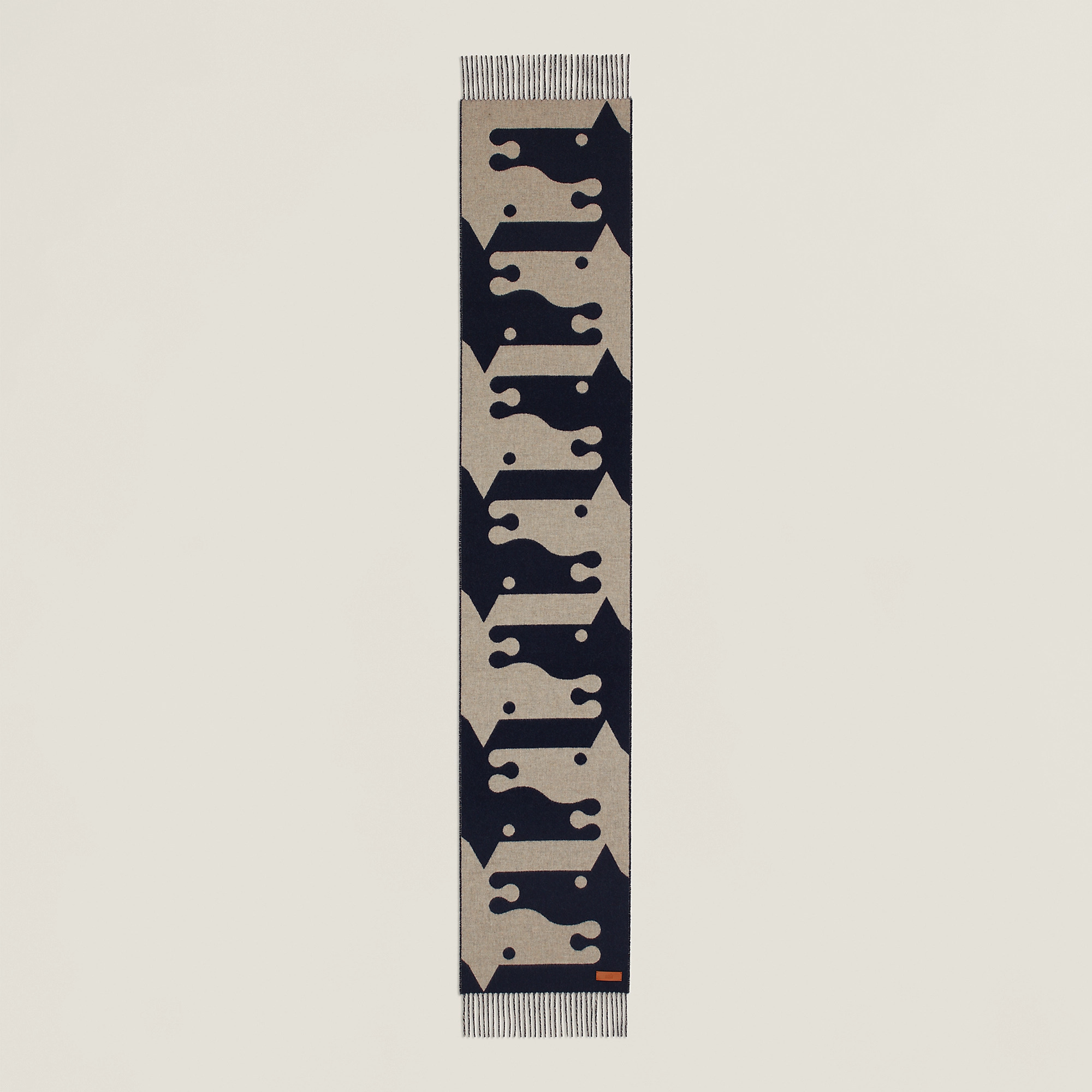 HERMES Petite Casaque Parthenon muffler Beige Chiné / Marine