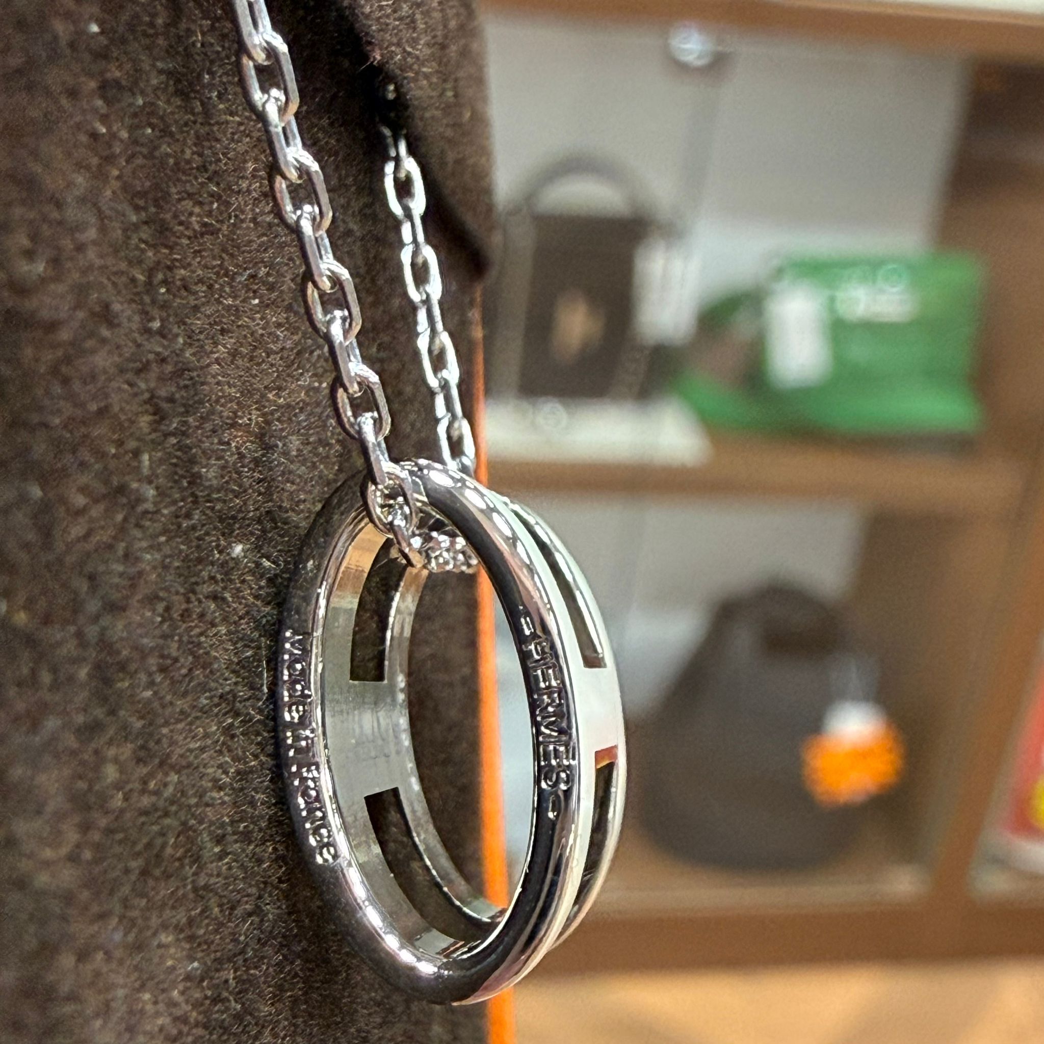全新閑置品HERMES NECKLACE 大POP H 白色x銀扣 #愛馬仕項鏈