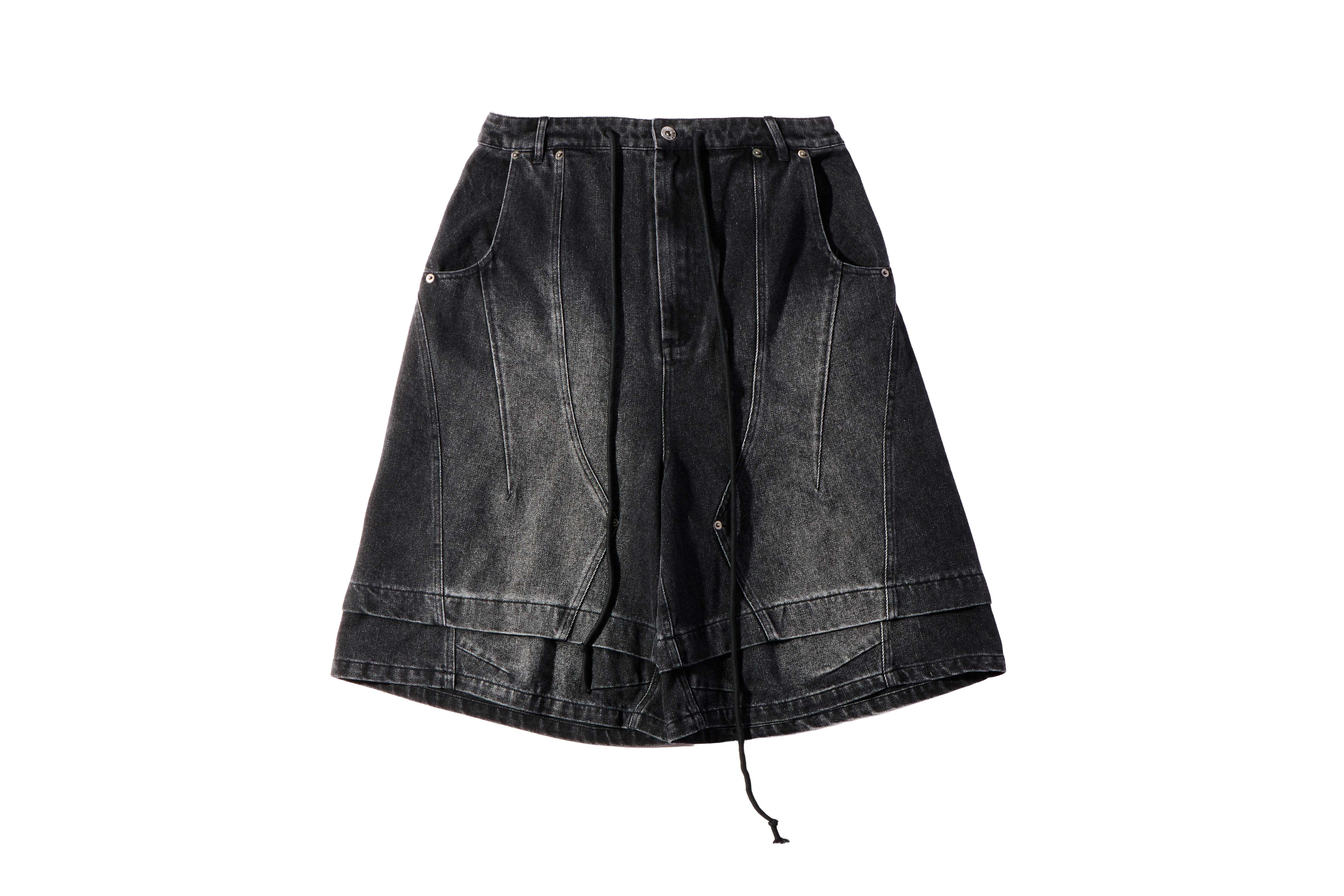 REMIX "re Reconstructed Carpenter Layered Shorts" (Black)