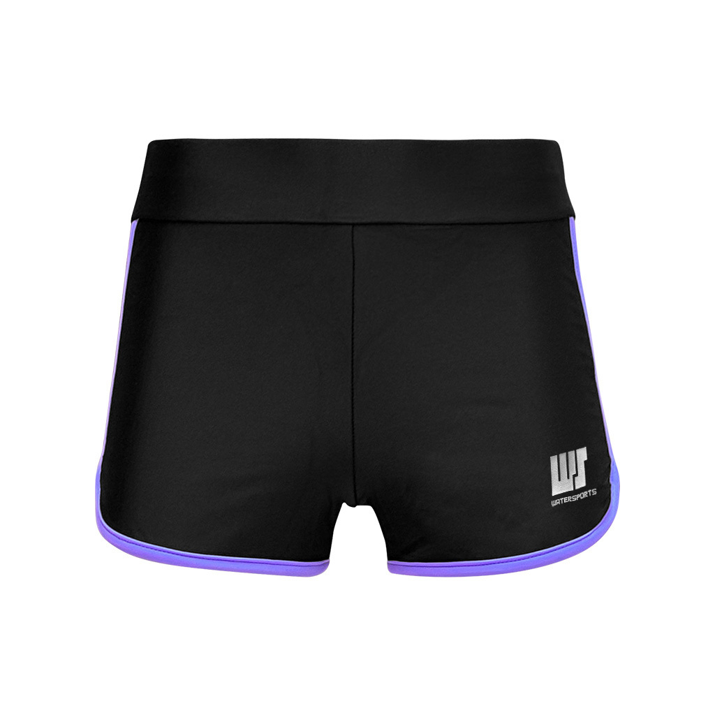 Women's Simple Figure-Flattering Swim Trunk - Black/Purple