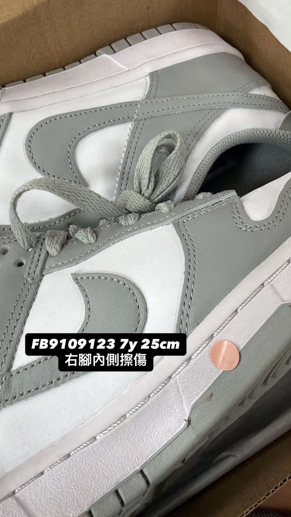 <小NG出清👾>  NG-NIKE DUNK LOW 灰 大童鞋 25cm 右腳內側擦傷