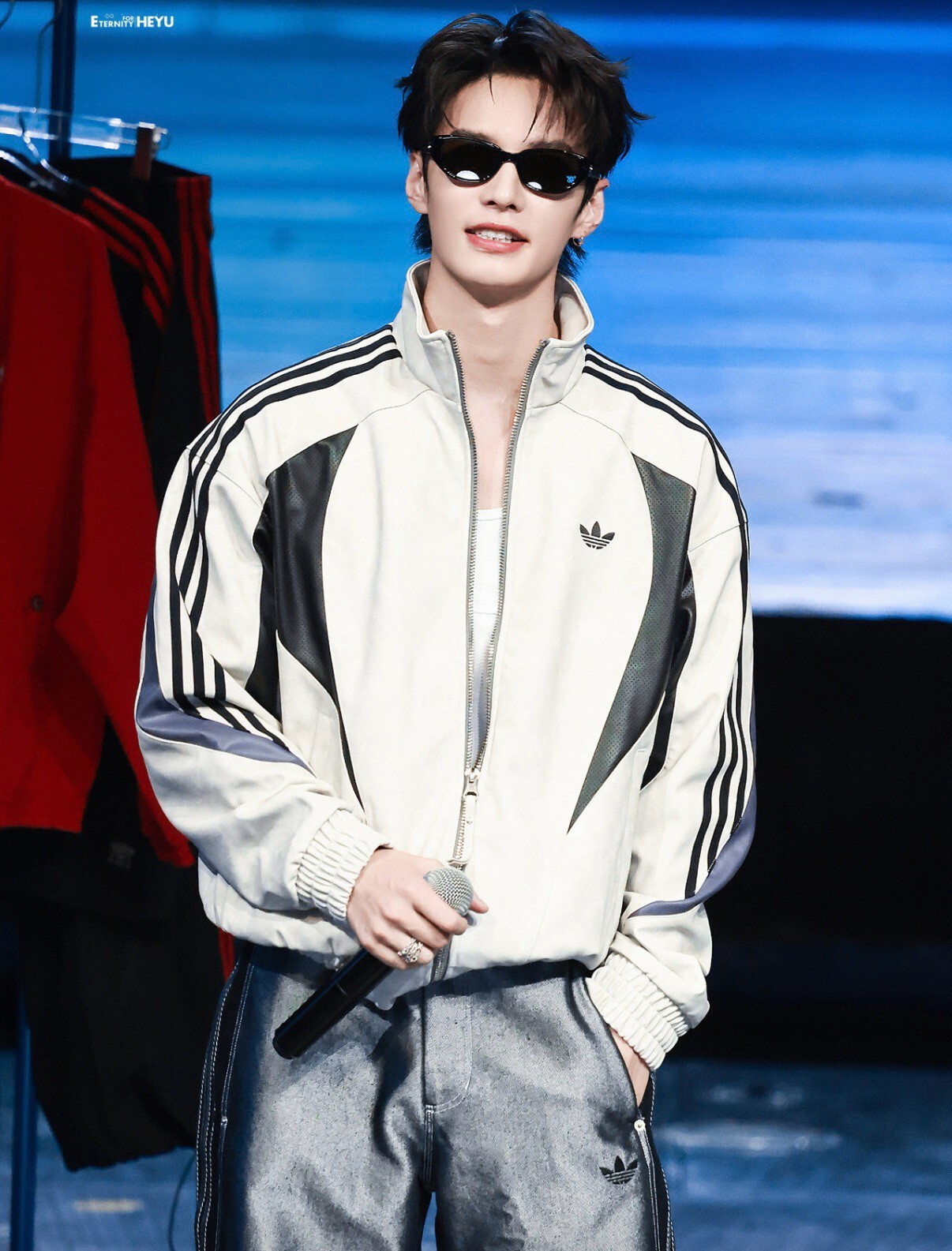 【Luxury】 ADIDAS ORIGINALS STREET M JACKET 運動寬鬆拼色立領長袖夾克 男款 王鶴棣同款外套機車賽車外套皮革外套 KX0813 KX0814