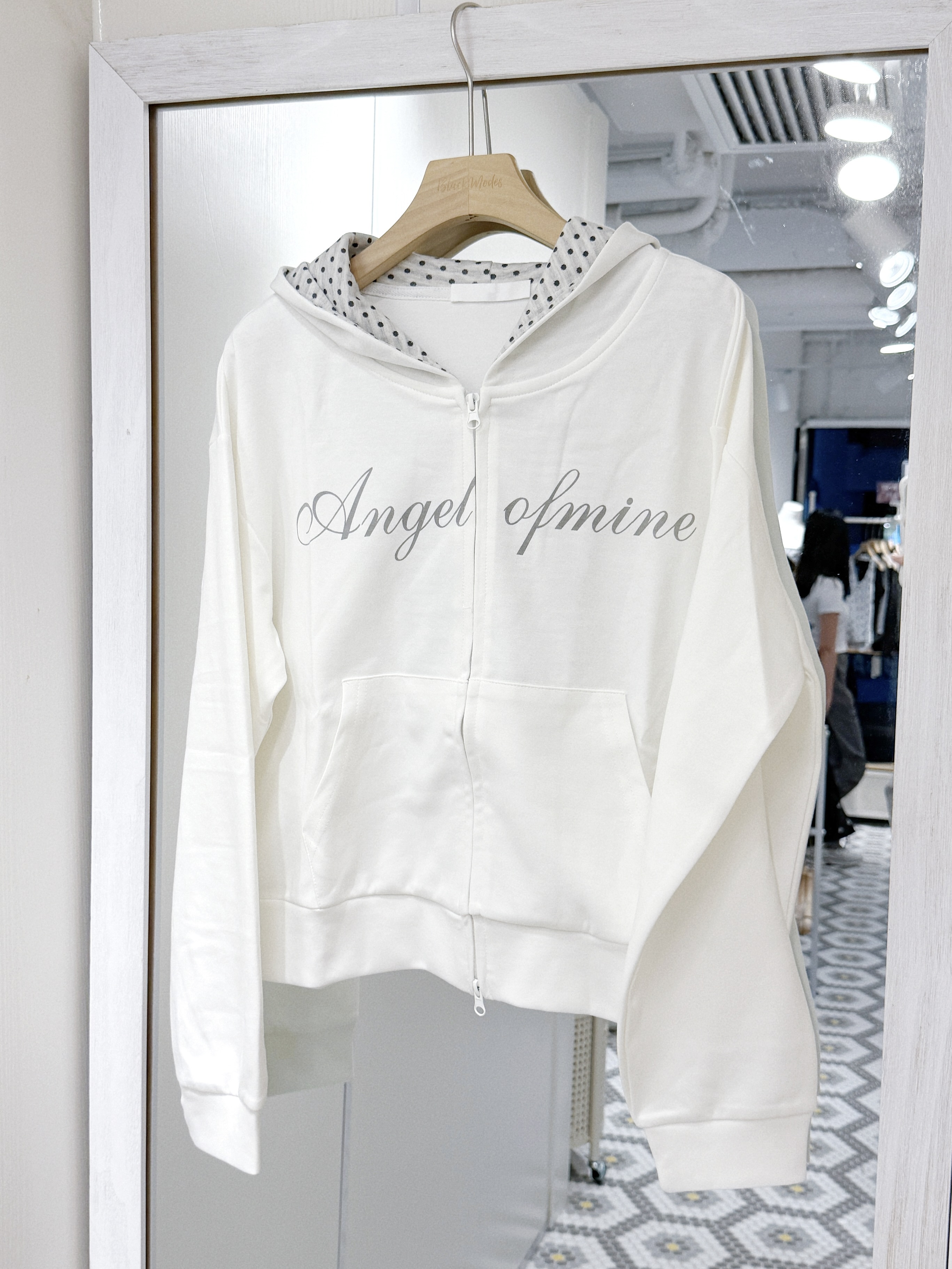JK0473｜簡約系波點帽Angel of mine 雙拉鍊連帽外套｡.°⋆｡°·☁︎