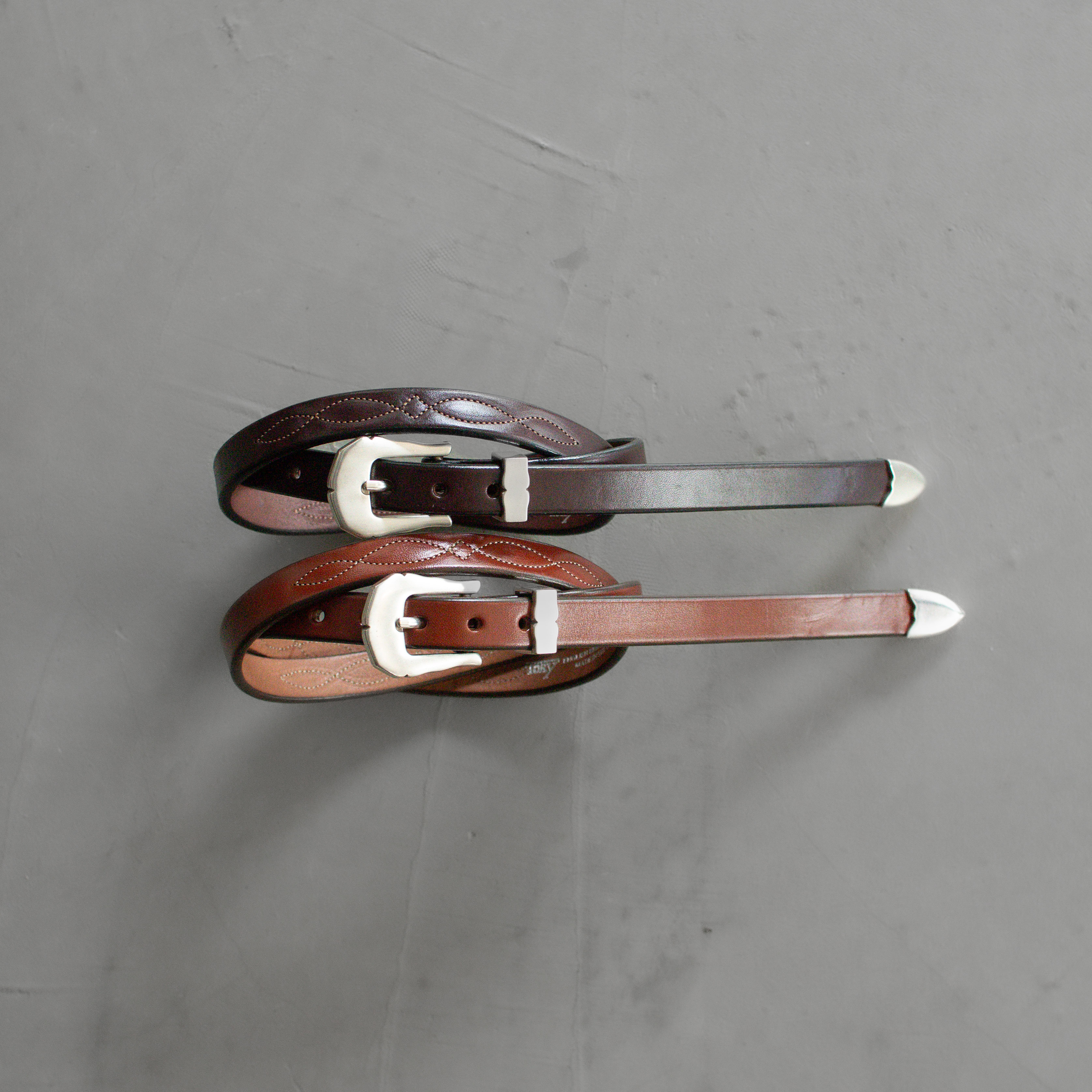 白木11｜TORY LEATHER 3/4" SILVER BUCKLE STITCH BELT