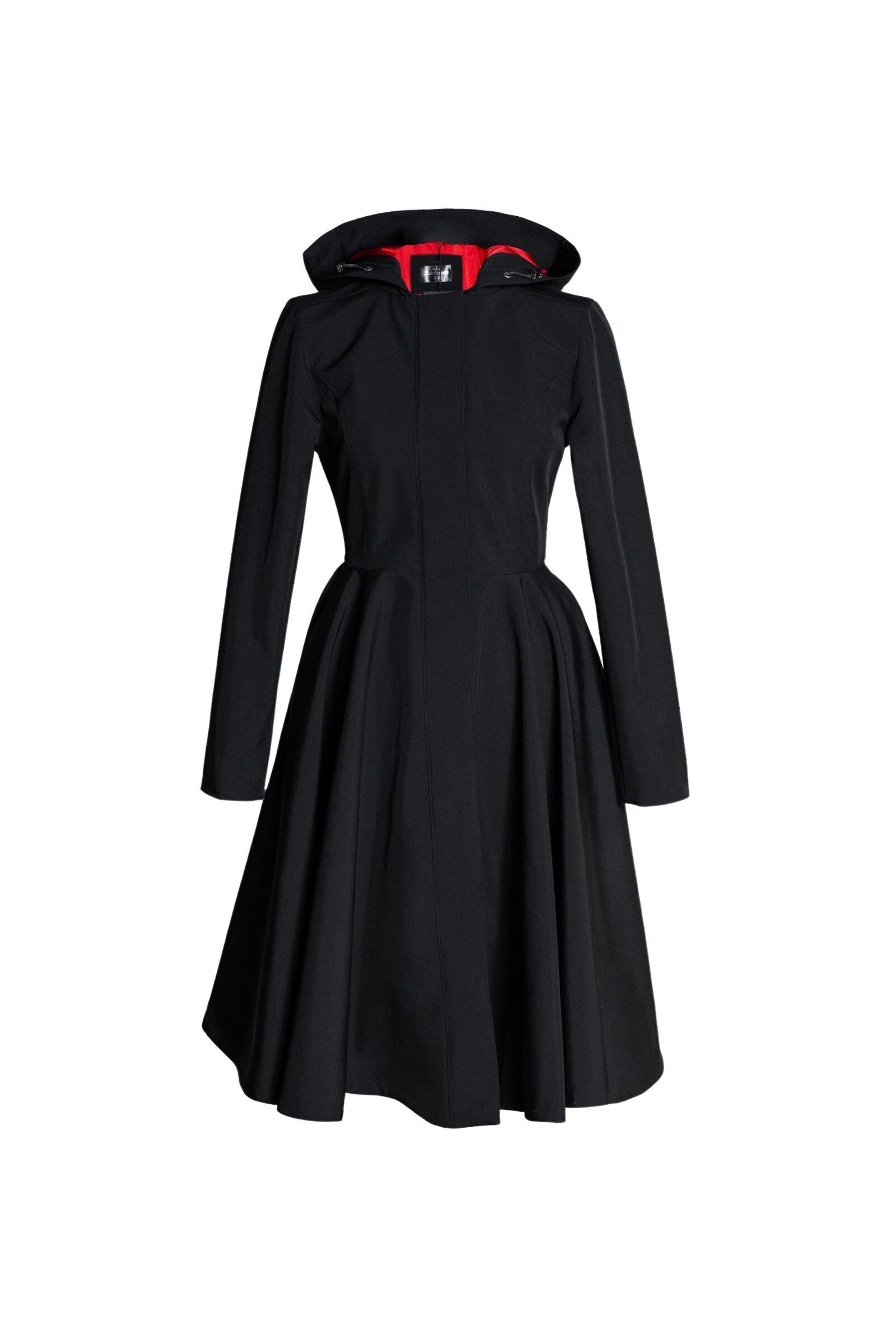 1RS0905-027 [RAINSISTERS] Mid-season Single Breasted With Full-Circle Skirt Black And Red Inner Lining #S-RARE (EU)