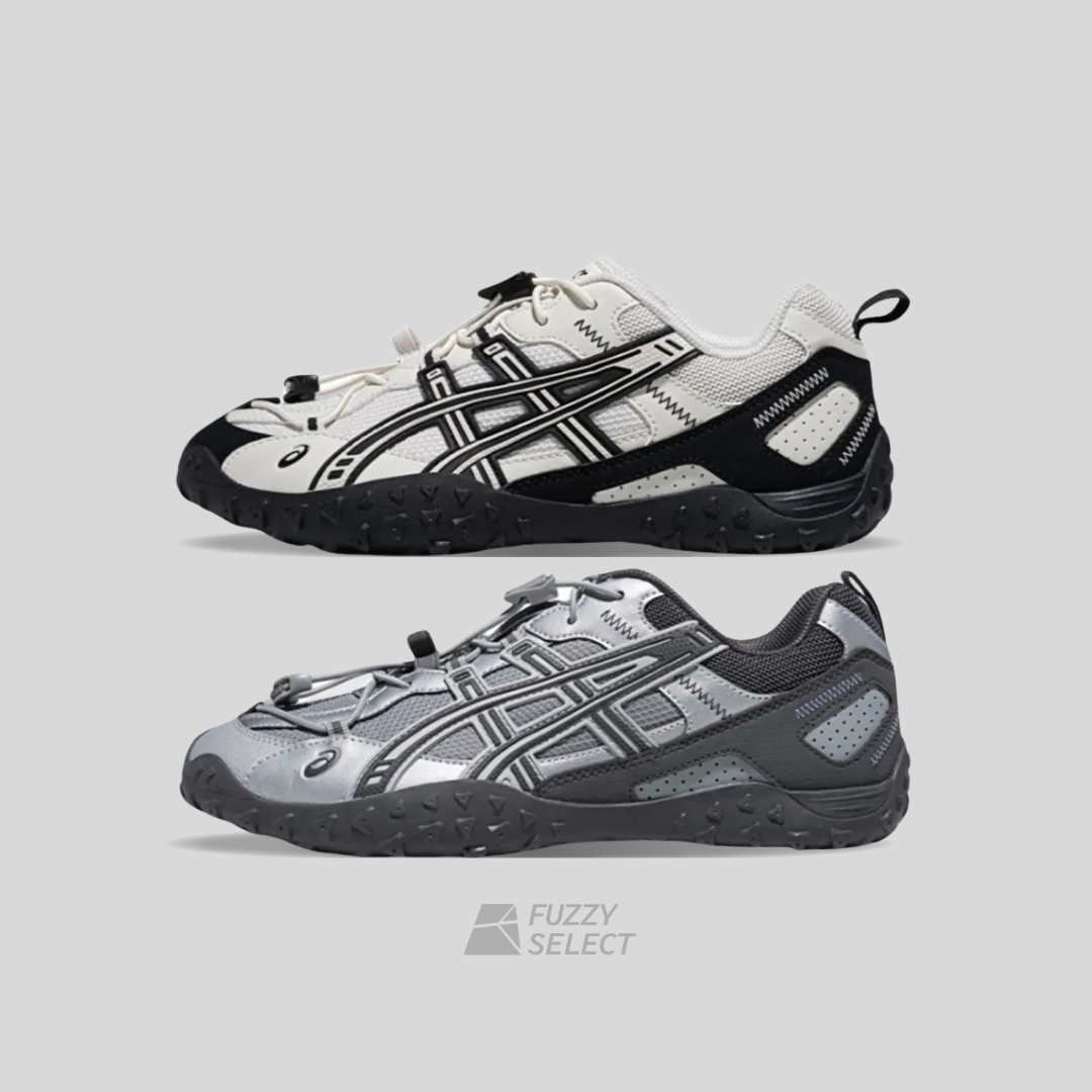【逢甲 FUZZY】ASICS GEL-AMMG 戶外機能 抽繩 薄底 男女 銀灰 米白