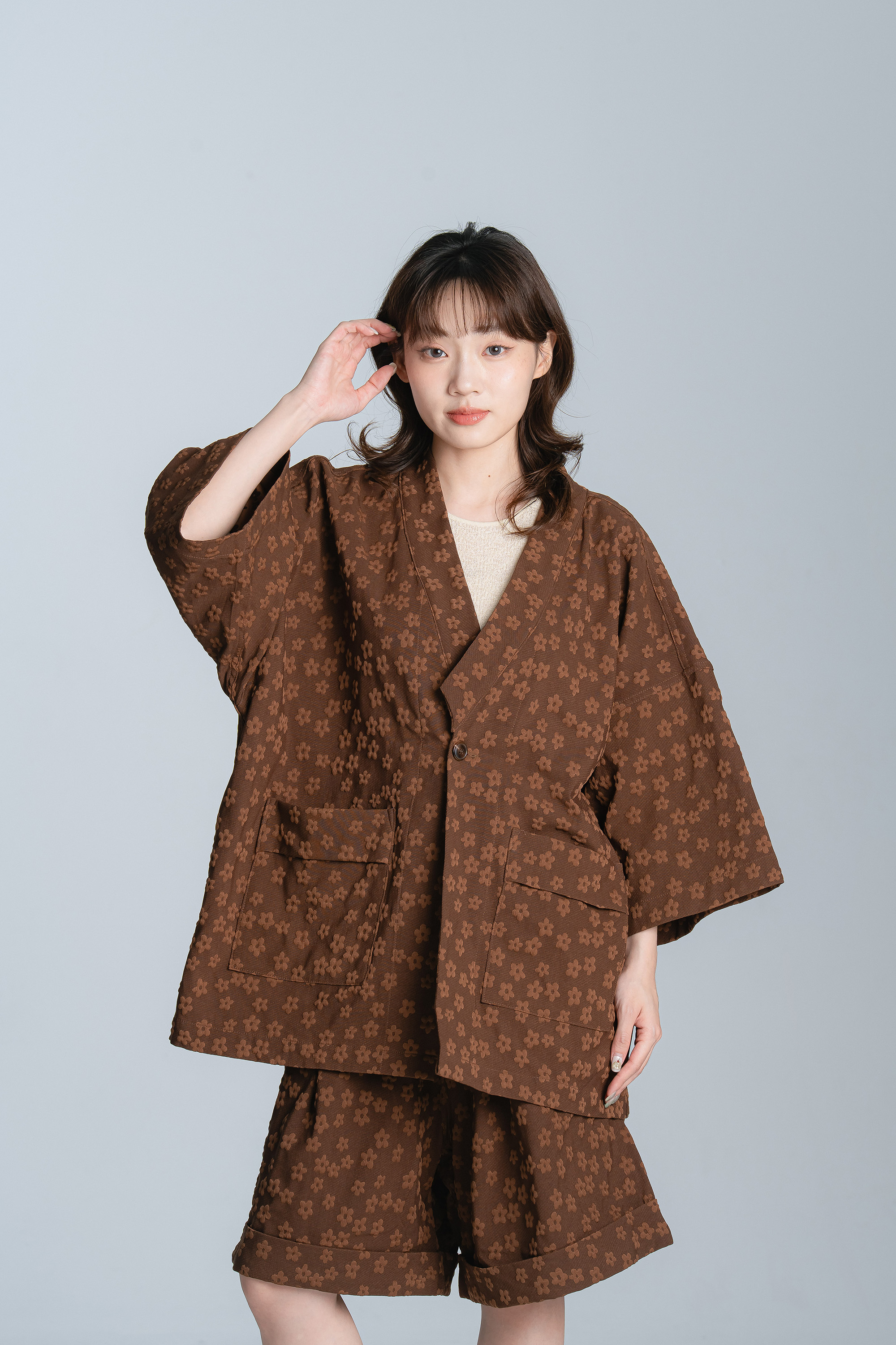Korea｜日感小花和服罩衫 2色