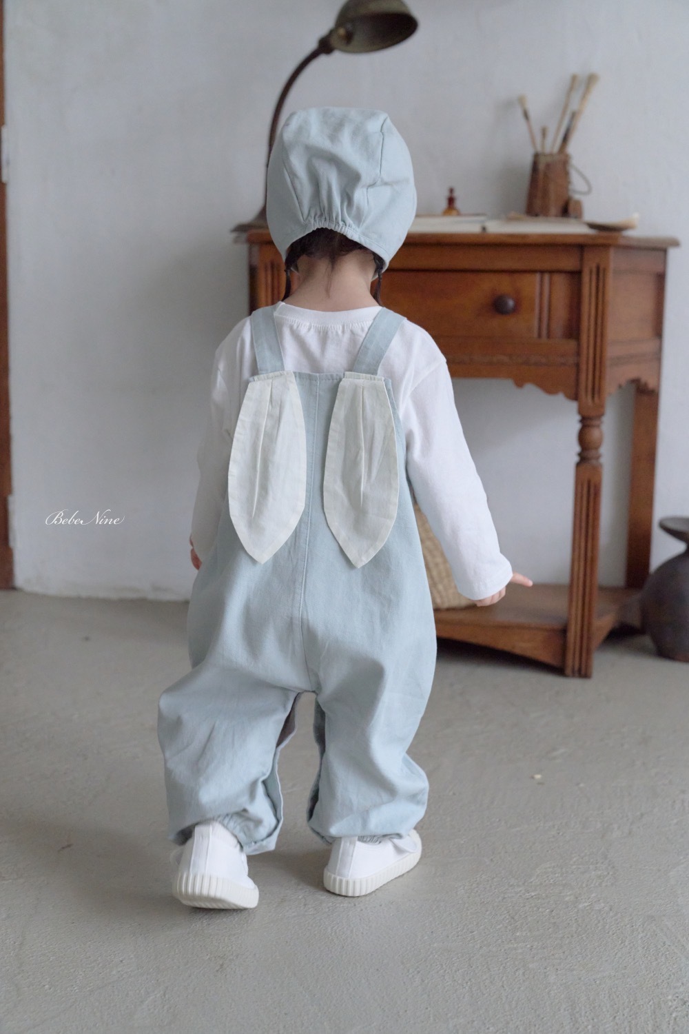 Bebe nine 兔耳吊帶連身褲 / 2色