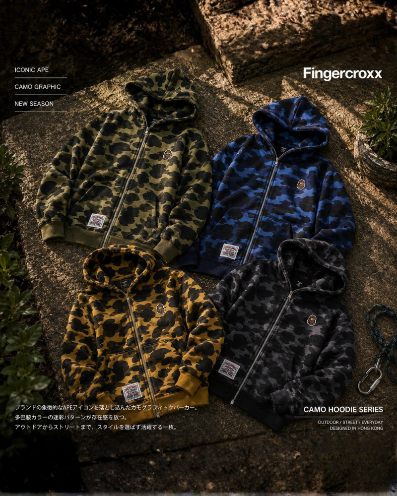 香港IT集團 Fingercroxx FGXX 野蠻人 猿人 潮流迷彩 落肩 連帽外套