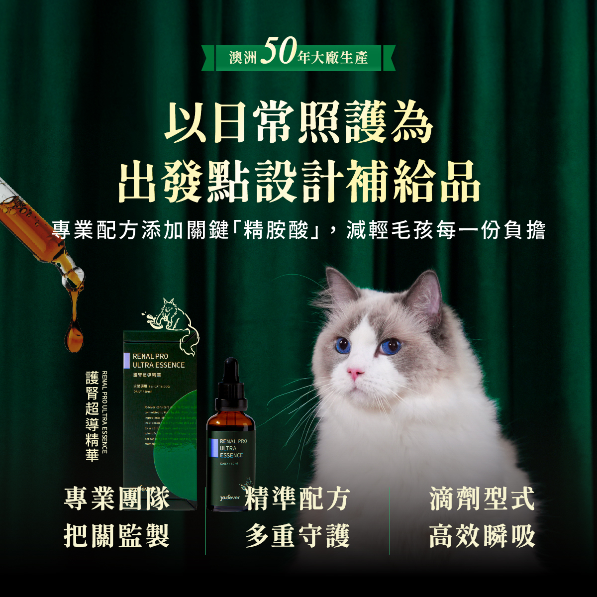 【Jadever】護腎黃金守護組｜磷衡白晶萃 x 護腎超導精華｜犬貓用精氨酸