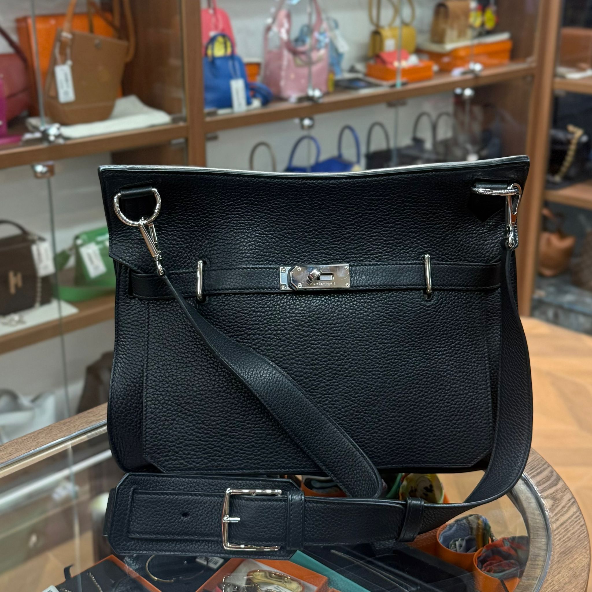90%New Used Hermes Jypsiere 34 Noir Phw Tc皮 黑色銀扣 #愛馬仕吉普賽